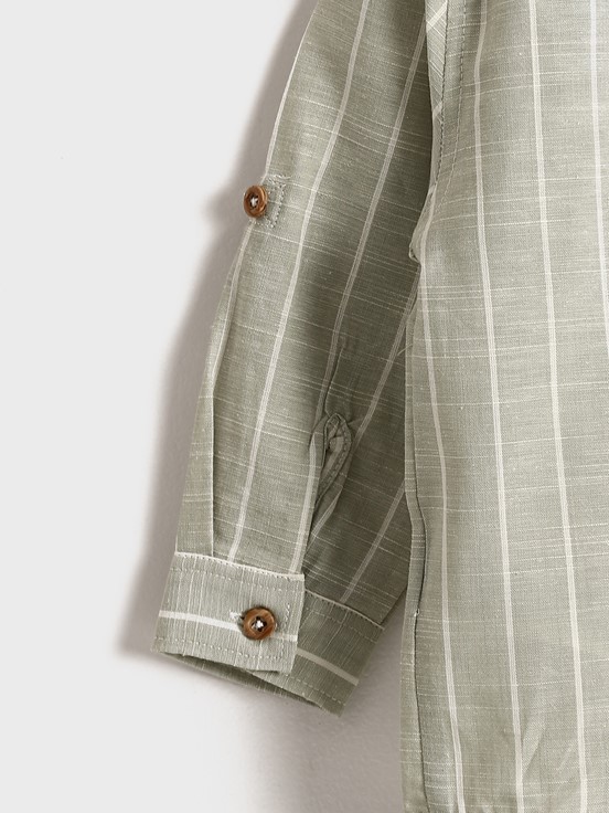 Gömlek MAT YEŞİL ÇİZGİLİ