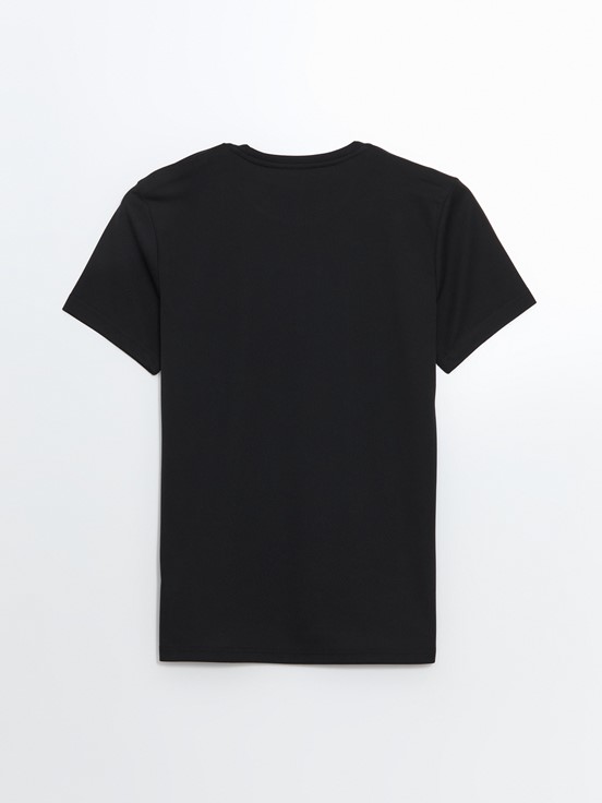 Bisiklet Yaka Erkek Spor Tişört YENİ SİYAH