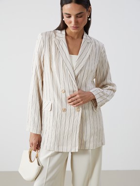 Blazer Ceket BEJ ÇİZGİLİ
