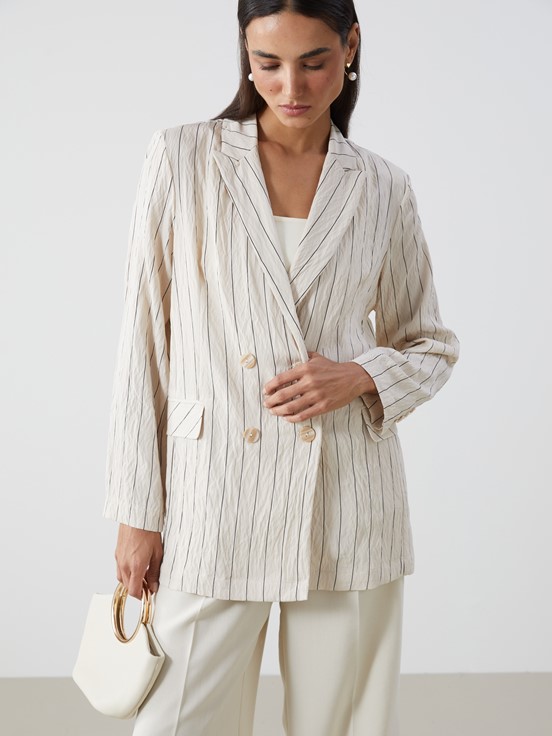 Blazer Ceket BEJ ÇİZGİLİ