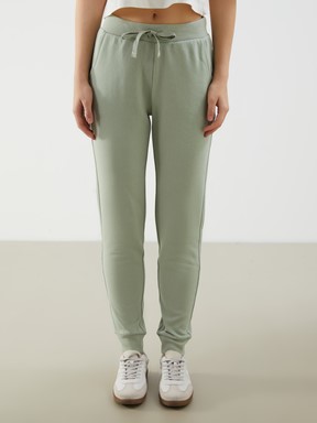 XSIDE Beli Lastikli Kadın Jogger Eşofman Altı AÇIK YEŞİL
