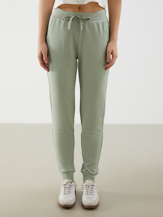 XSIDE Beli Lastikli Kadın Jogger Eşofman Altı AÇIK YEŞİL