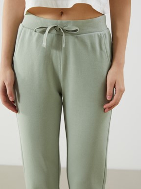 XSIDE Beli Lastikli Kadın Jogger Eşofman Altı AÇIK YEŞİL