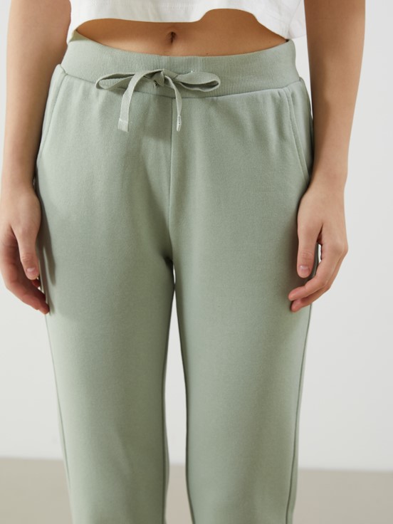 XSIDE Beli Lastikli Kadın Jogger Eşofman Altı AÇIK YEŞİL