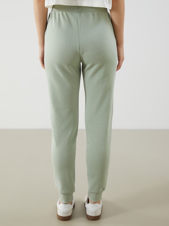 XSIDE Beli Lastikli Kadın Jogger Eşofman Altı AÇIK YEŞİL