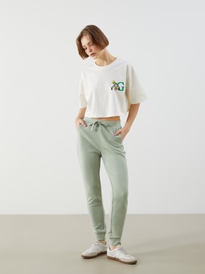XSIDE Beli Lastikli Kadın Jogger Eşofman Altı AÇIK YEŞİL