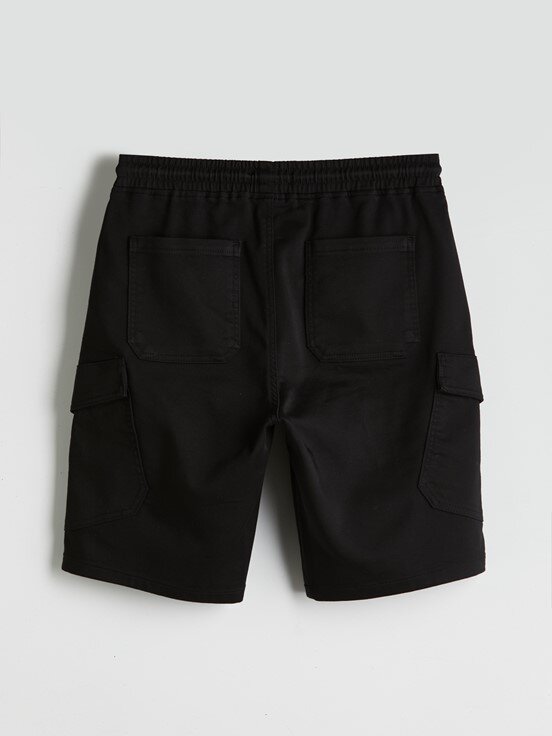 LCW CASUAL Slim Fit Erkek Kargo Şort SİYAH