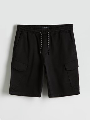 LCW CASUAL Slim Fit Erkek Kargo Şort SİYAH