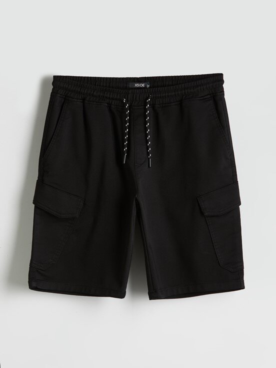LCW CASUAL Slim Fit Erkek Kargo Şort SİYAH