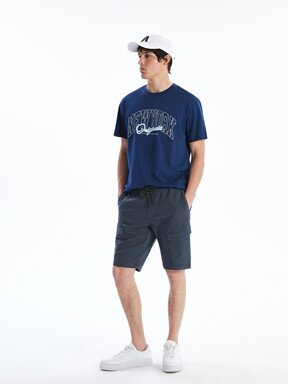 LCW CASUAL Slim Fit Erkek Kargo Şort SİYAH