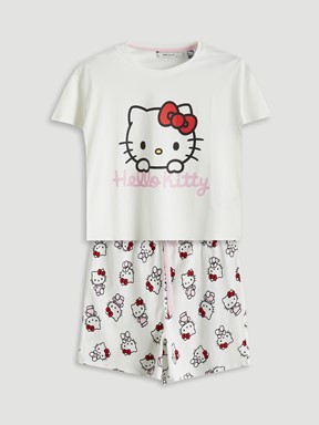 Şortlu Pijama Takımı EKRU BASKILI
