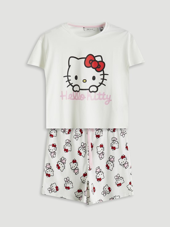 Şortlu Pijama Takımı EKRU BASKILI