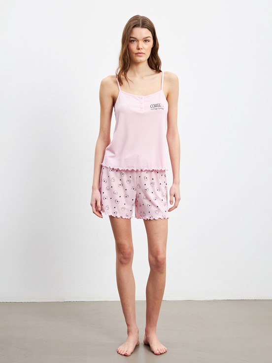 Şortlu Pijama Takımı PEMBE BASKILI