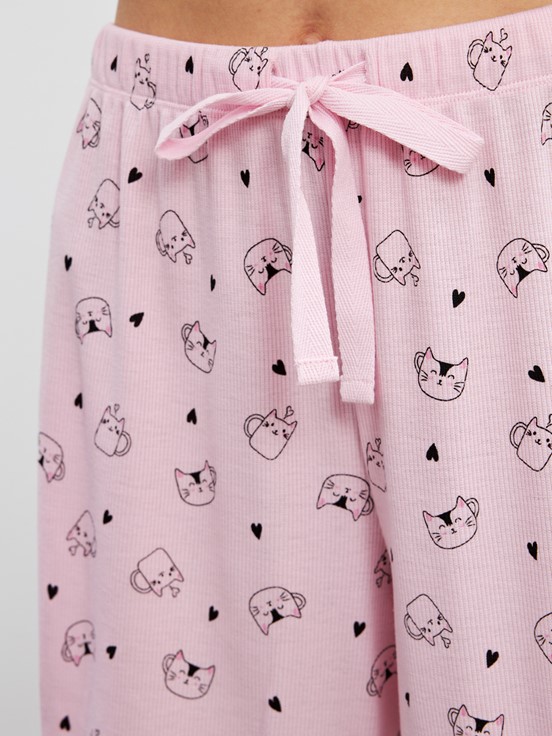 Şortlu Pijama Takımı PEMBE BASKILI