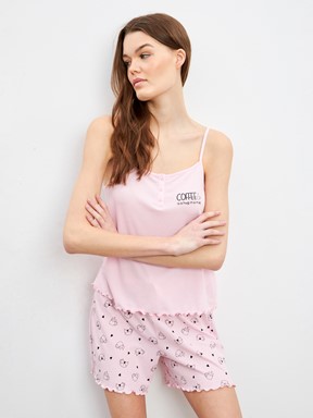 Şortlu Pijama Takımı PEMBE BASKILI