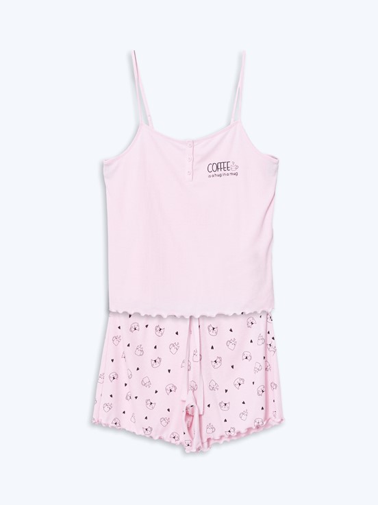 Şortlu Pijama Takımı PEMBE BASKILI