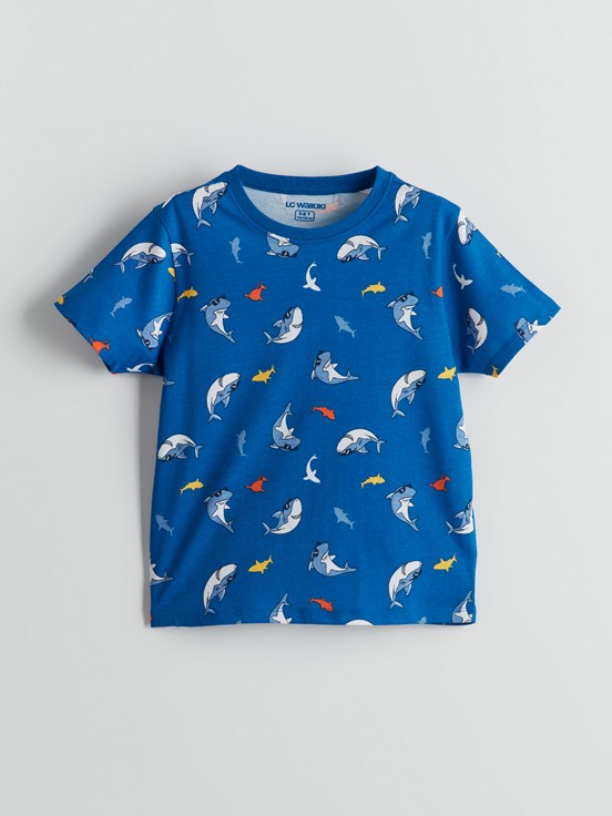Şortlu Pijama Takımı ORTA MAVİ BASKILI