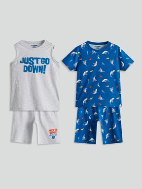 Şortlu Pijama Takımı ORTA MAVİ BASKILI