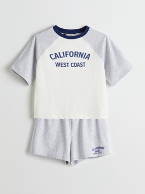 Şortlu Pijama Takımı GRİ MELANJ