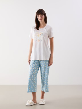 Kaprili Pijama Takımı MAVİ BASKILI
