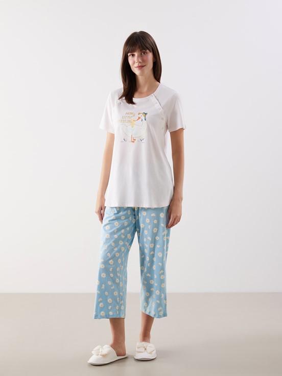 Kaprili Pijama Takımı MAVİ BASKILI