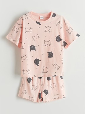 Şortlu Pijama Takımı PEMBE BASKILI