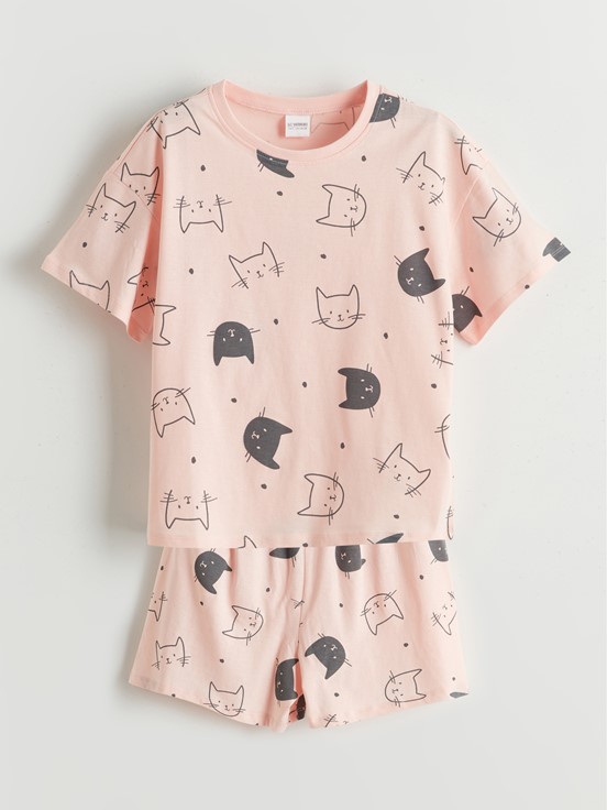 Şortlu Pijama Takımı PEMBE BASKILI