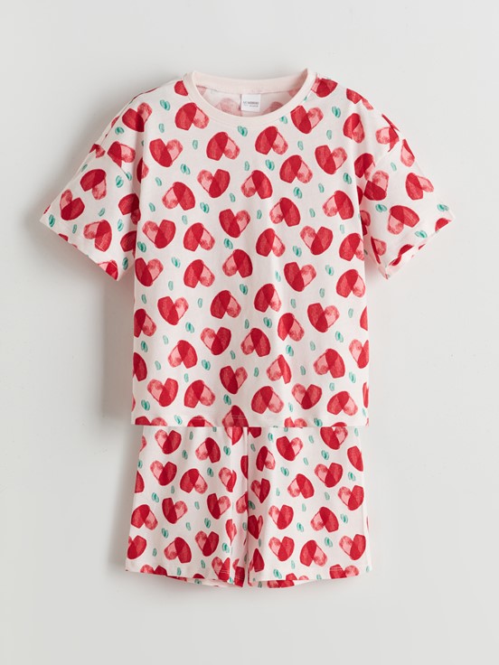Şortlu Pijama Takımı UÇUK PEMBE BASKILI