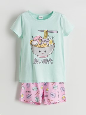 Şortlu Pijama Takımı UÇUK SUYEŞİLİ
