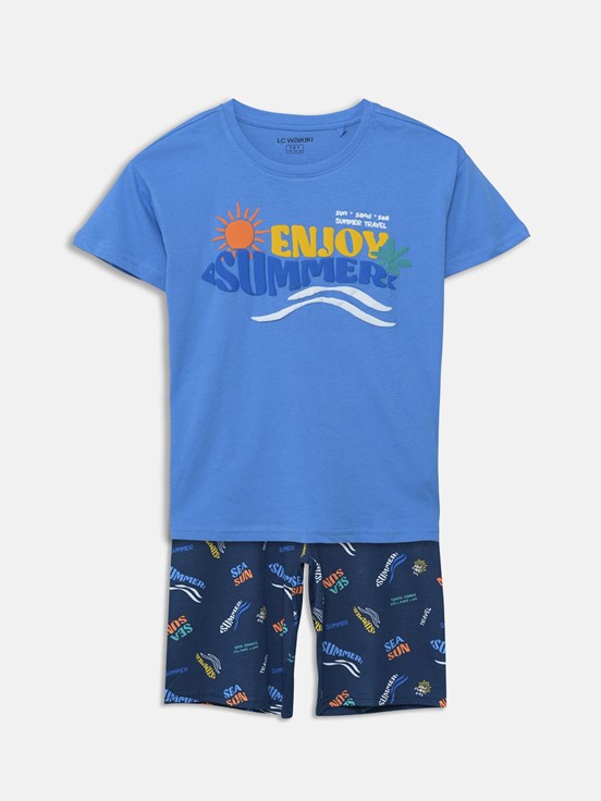 Şortlu Pijama Takımı ORTA MAVİ