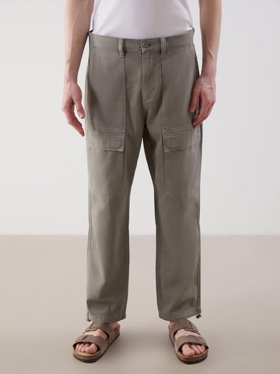 LCW CLASSIC Rahat Kalıp Gabardin Erkek Kargo Pantolon MAT HAKİ
