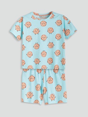 Şortlu Pijama Takımı MAVİ BASKILI