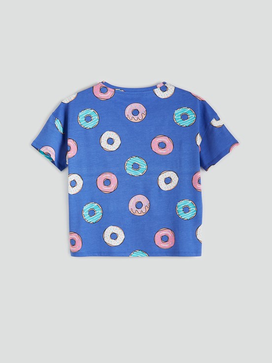 Şortlu Pijama Takımı MAVİ BASKILI