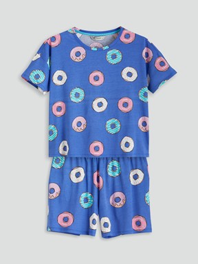 Şortlu Pijama Takımı MAVİ BASKILI