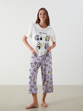 Kaprili Pijama Takımı LİLA BASKILI