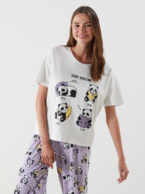 Kaprili Pijama Takımı LİLA BASKILI