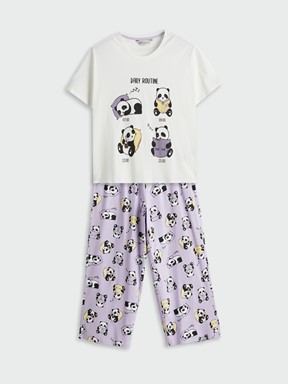 Kaprili Pijama Takımı LİLA BASKILI