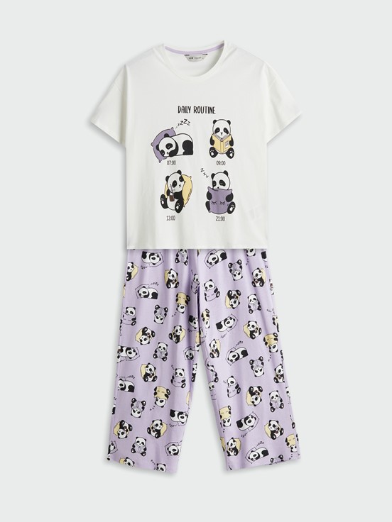 Kaprili Pijama Takımı LİLA BASKILI