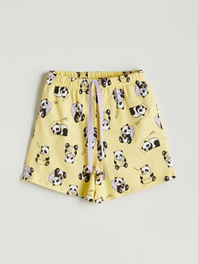 Şortlu Pijama Takımı PASTEL SARI BASKILI