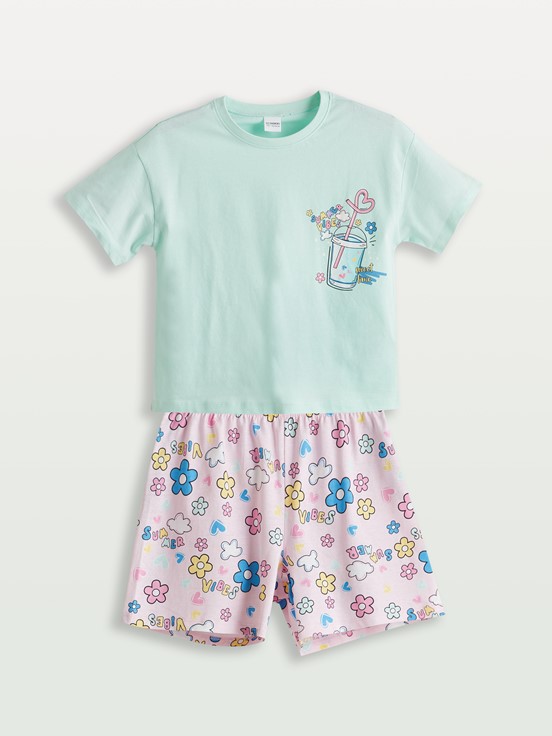 Şortlu Pijama Takımı UÇUK SUYEŞİLİ