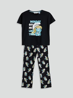 Pijama Takım SİYAH BASKILI