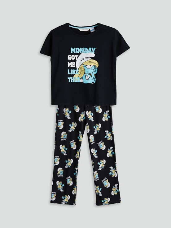 Pijama Takım SİYAH BASKILI