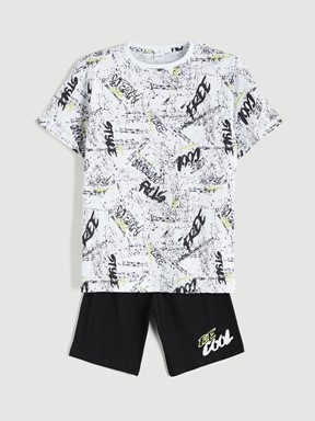 Şortlu Pijama Takımı BEYAZ BASKILI