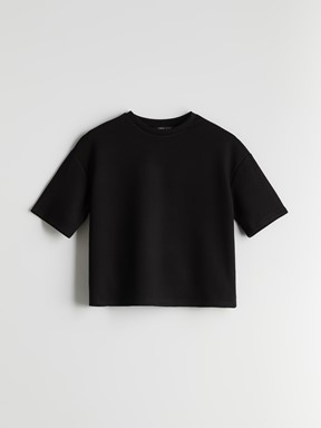 Bisiklet Yaka Oversize Crop Kadın Spor Tişört MÜRDÜM