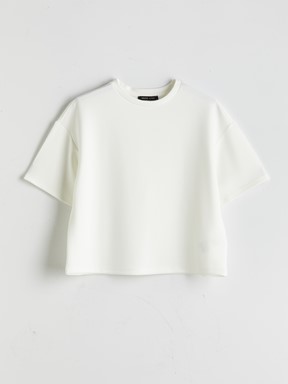 Bisiklet Yaka Oversize Crop Kadın Spor Tişört MÜRDÜM
