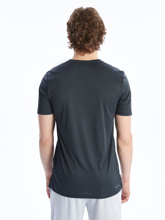 LCW SPORTS Bisiklet Yaka Kısa Kollu Erkek Spor Tişört KOYU GRİ