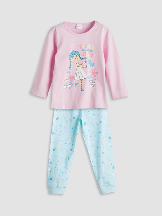 Pijama Takım SU MAVİSİ BASKILI