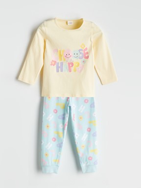 Pijama Takım PASTEL MAVİ BASKILI