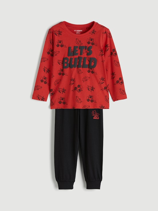 Pijama Takım CANLI KIRMIZI BASKILI