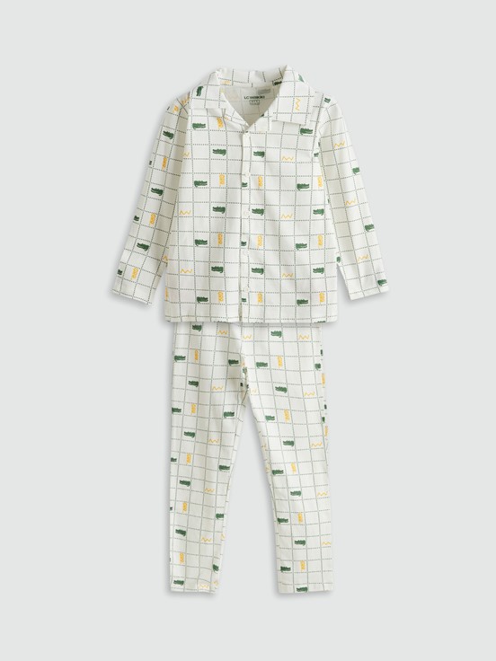Pijama Takım EKRU BASKILI